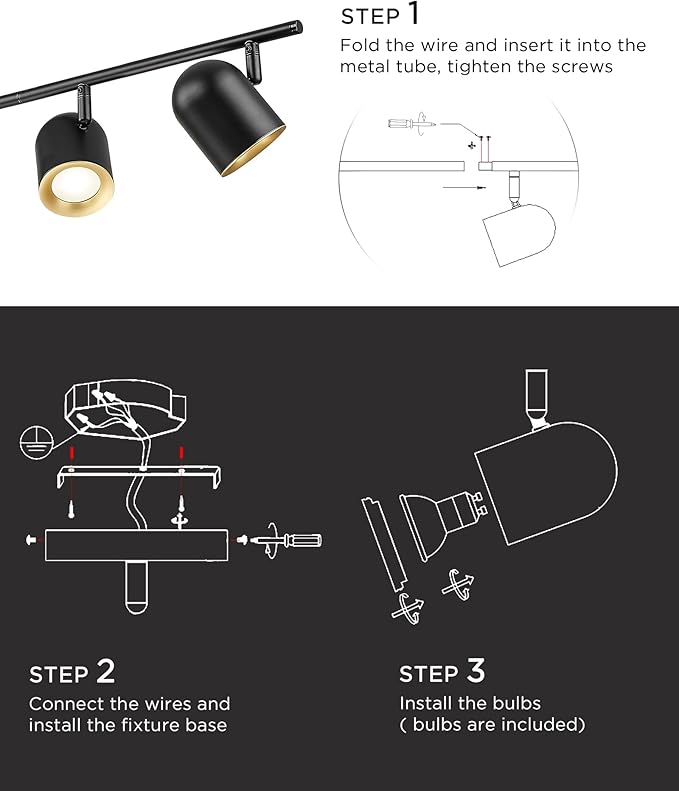 FEMILA 31" Adjustable LED Track Light, 3000K Modern LED Track Light Kit, Black Ceiling Track Lighting Fixture, 350 Rotatable, 4FS78TL-4 BK-1 - Aura Lighting