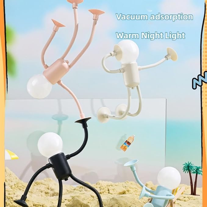 Funny Sportsman Night Light, Changeable Shape 2025 New Cute Light Bulb Man Mini Night Light, DIY Shape Night Lights, Suction Cup Bendable Desk Lamp for Boys Girls Room Bedroom