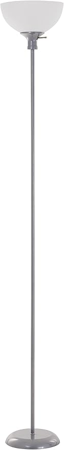 Catalina Lighting 20641-000 Traditional 3-Way Metal Torchiere Floor Lamp, Standing Lamp, Living Room Light, LED Bulb NOT Included, 70.5", Silver
