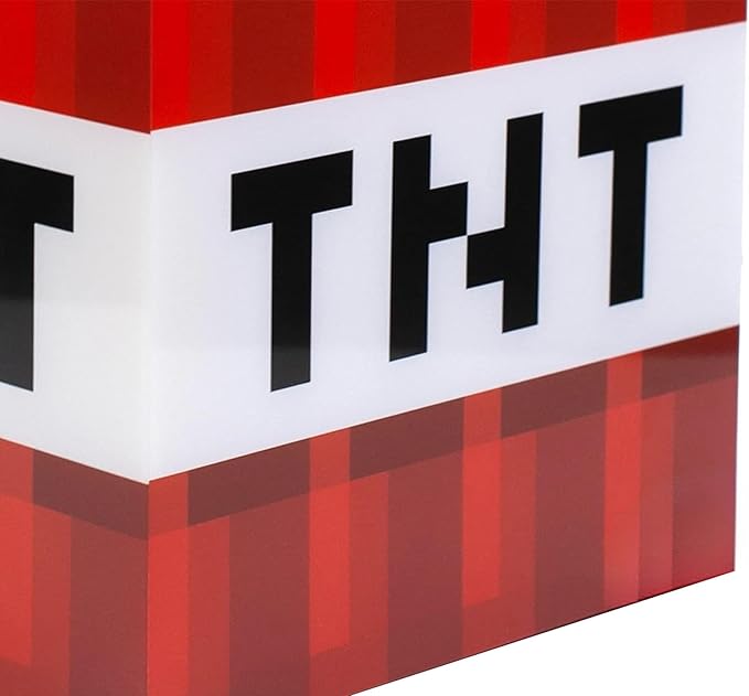 Minecraft TNT Block 6 Inch USB LED Night Light Cube - Decorative, Fun, Safe & Awesome Bedside Mood Lamp Toy for Baby, Kids, Teens & Adults - Best for Home's Bedroom, Living Room Or Even Office