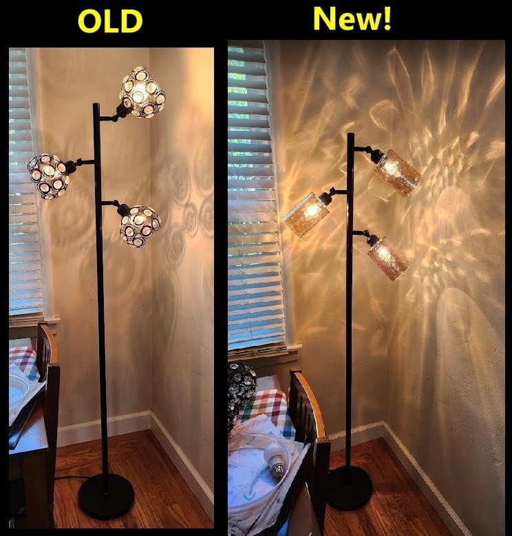 3 Pack Amber Hammered Water Ripple Glass Shade Replacement (3 Count)
