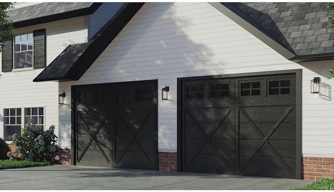 Whitmire Collection 1-Light Clear Seeded Glass Light Aged Oak Accents Farmhouse Outdoor Wall Lantern Light Matte Black