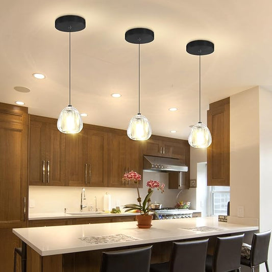 1-Light Crystal Pendant Light Mini Chandelier Crystal Ball Chandelier for Kitchen Island Dining Room Bedroom Hallway Black Mini Globe Hanging Light Fixture