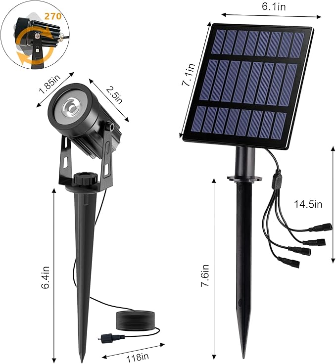 T-SUN RGB Solar Spotlights Outdoor, Halloween Decoration Solar Landscape Spotlights, IP65 Waterproof Color Changing Spot Lights Outdoor Security Wall Lights for Garden, Yard, Driveway, Pool Area(RGB)