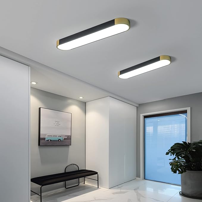 Tioolo Modern Ceiling Light, Acrylic Linear Ceiling Lamp, Dimmable LED Ceiling Light Fixture with Remote Control, Kitchen Dining Living Room Cloakroom Hallway Lighting (36W/27.5in L) - Aura Lighting