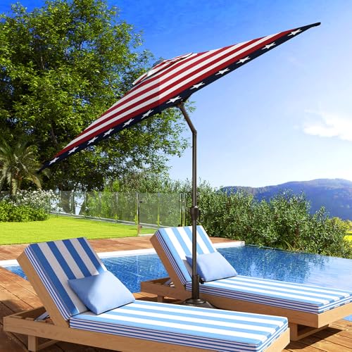 9FT Lyon Outdoor Patio Umbrella Outdoor Table Umbrella with Push Button Tilt and Crank Market Umbrella 6 Sturdy Ribs UV Protection Waterproof for Garden Deck Backyard Pool
