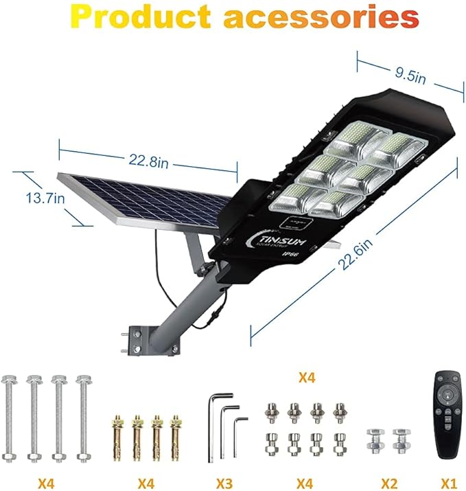 600W Solar Flood Street Lights Outdoor,Solar Security Lights 30000 Lumens Dusk to Dawn Solar Powered Led Lighting IP66 Waterproof Pole Light with Motion Sensor for Parking Lot,Stadium,Garden,Yard