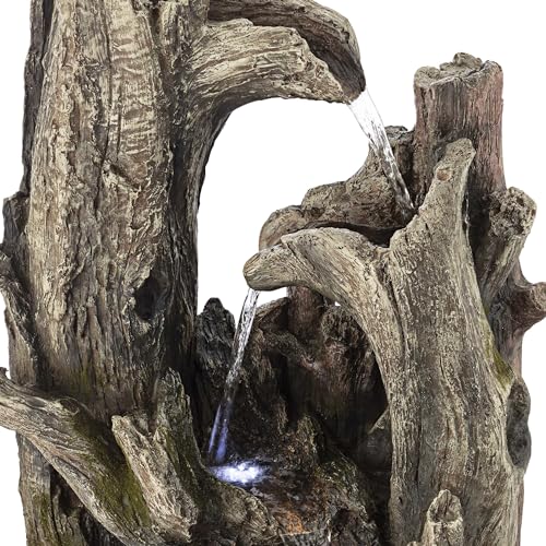 40" Tall 4 Tier Rainforest Tree Trunk Waterfall Fountain with LED Lights