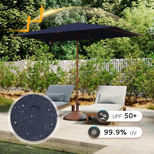 6.5FT Outdoor Patio Umbrella Outdoor Table Umbrella with Crank Market Umbrella 6 Sturdy Ribs UV Protection Waterproof and Push Button Tilt for Garden Deck Backyard Pool