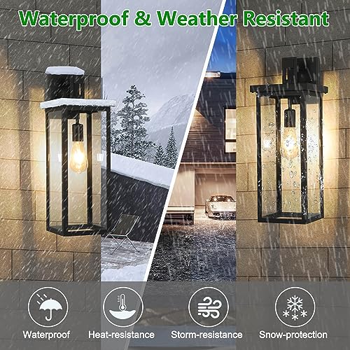 20'' Large Black Outdoor Wall Lights Exterior Lantern Sconce for Porch