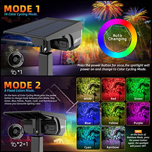 Color Solar Light Outdoor Waterproof Spotlights with 9 Light Modes (4 Count)