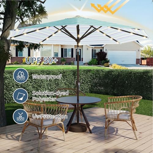 9FT Patio Umbrella with Solar Lights
