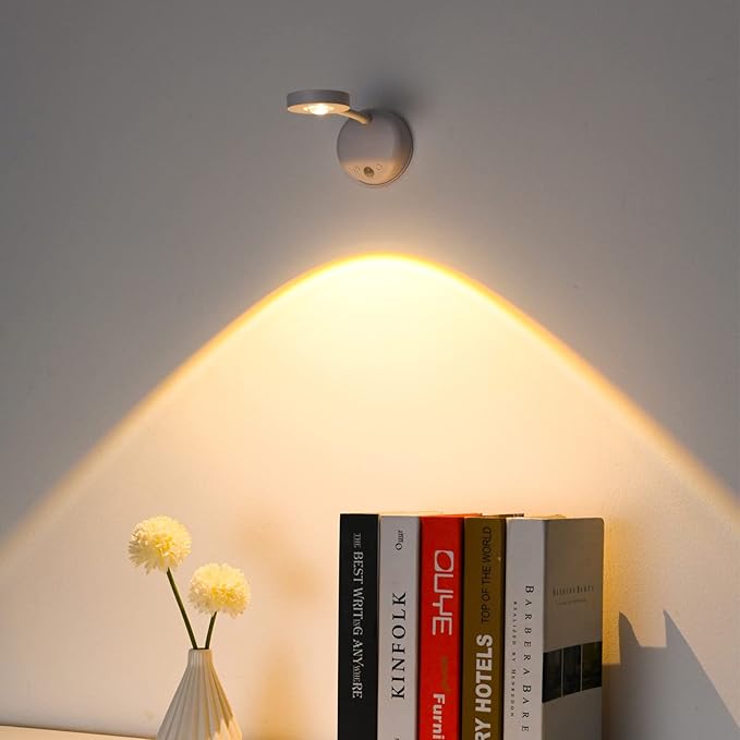 Wireless Picture Light Battery Operated, 2200mAH Rechargeable Painting Light with Motion Sensor and Rotatable Tube, Art Display Light for Picture