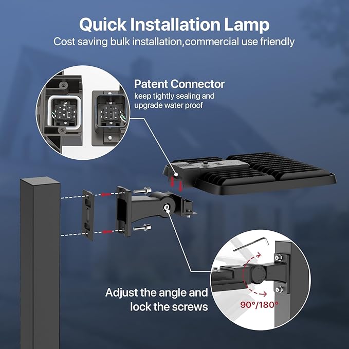 Kifflux LED Parking Lot Light Outdoor 300W 2Pack, AC120V Shoebox Lights 5000K Dusk to Dawn LED Outdoor Light Wall Mount Exterior Flood Light Commercial Area Lighting for Parking Lot - Aura Lighting