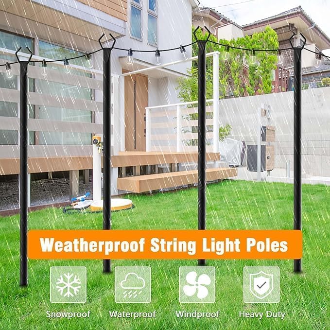 10Ft String Light Poles 6 Pack