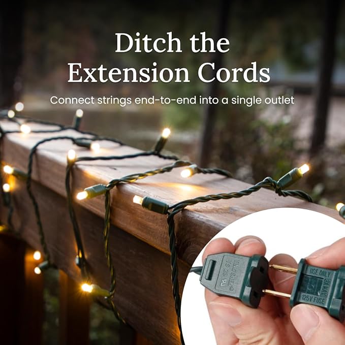 Pro Christmas LED Christmas Lights – 100 Count Wide Angle Conical String Lights – Professional Grade Indoor/Outdoor Commercial Holiday Light Set for Trees, Bushes, & Décor – Green