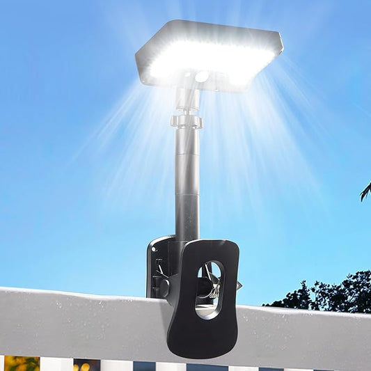 Clip On Solar Lights Outdoor, Motion Sensor Outdoor Lights, 92 LEDs 600LM Solar Fence Lights Outdoor Waterproof LED,Solar Lights for Fence, Deck, Gutter,Camping (1, Black-6000K)