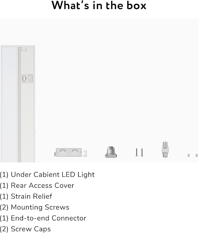 LAGOM Halo Under Cabinet Light, 12‑Inch Hardwired Dimmable LED, 2700K/4000K/5000K, Power Cord Sold Separately, White, UC0112WH27