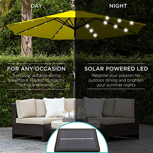 10ft Solar Polyester LED Lighted Patio Umbrella w (10 Feet)
