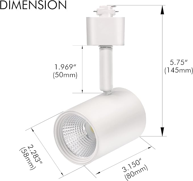 CLOUDY BAY LED Track Lighting Heads,3000K/4000K/5000K Selectable,Dimmable 8W,CRI90+ True Color Rendering Adjustable Tilt Angle Track Light,White,Halo Type,Pack of 6 - Aura Lighting