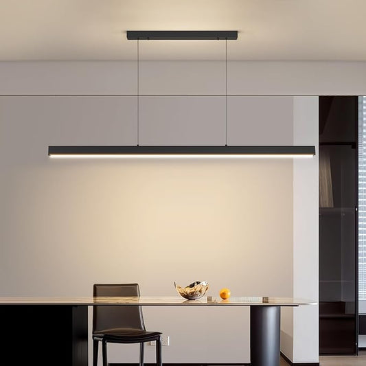 Modern LED Linear Pendant Light, 59IN Ceiling Chandlier Light Fixtures Hanging with Remote Control 3000k-6500K Adjustable Color Temperature Island Light for Dining Room, Kitchen