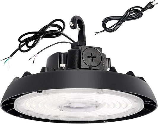 UFO Led High Bay Light, 150/200/240W, Up to 33600LM, 2CCT 4000K/5000K, 0-10V Dimmable High Bay Led Shop Lights for Barn Gym Factory Warehouse,6' Cable Selectable, UL & DLC Listed