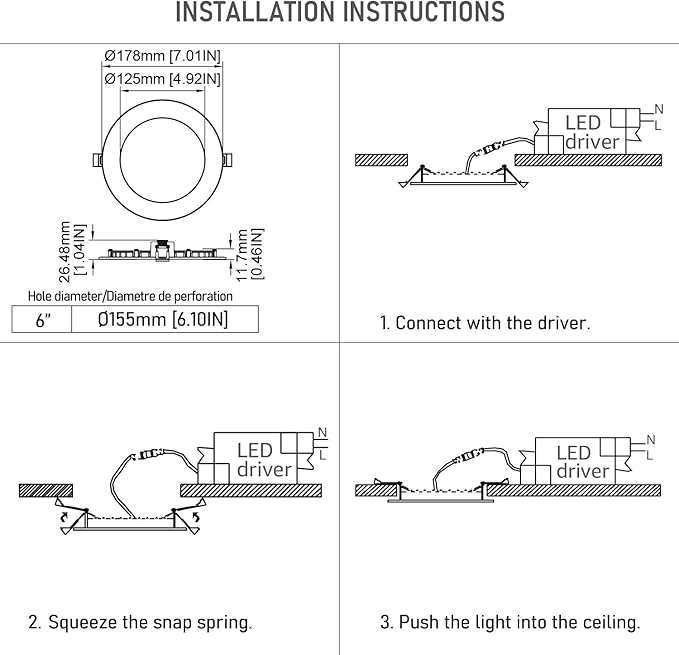 TORCHSTAR 12-Pack 6 Inch Ultra-Thin LED Recessed Lighting with J-Box, CRI90, 3000K Warm White, 12W Dimmable 1100lm Brightness LED Downlight, ETL & Energy Star Listed