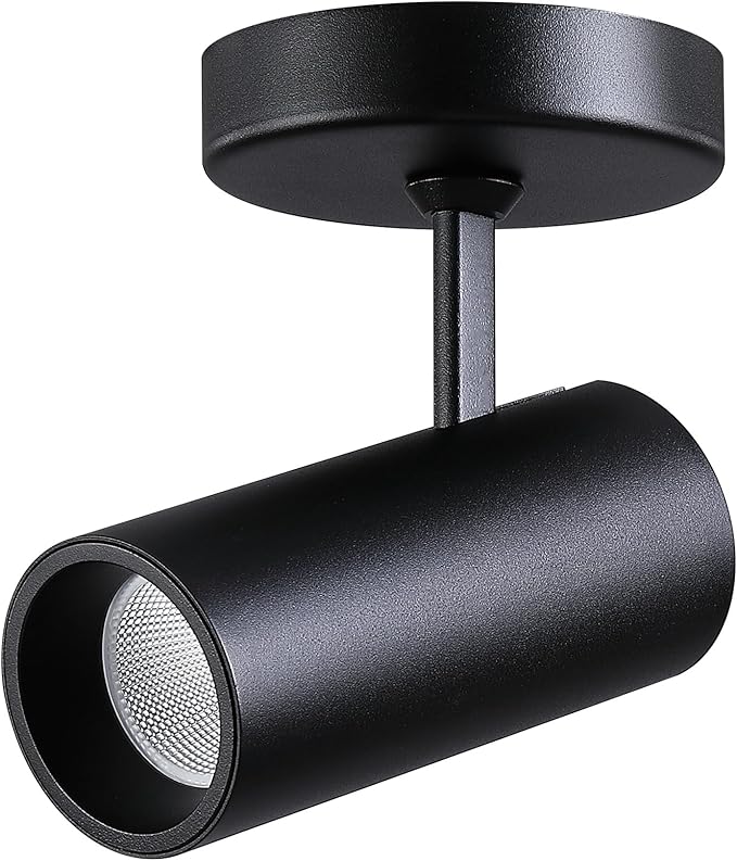 12W LED Dimmable Ceiling Spotlight Indoor - Adjustable Surface Accent Lamp for Corridor, Living Room, Warm White 3000K, CRI 97, Anti-Glare Picture Artwork Spot Light, Black 4 Packs