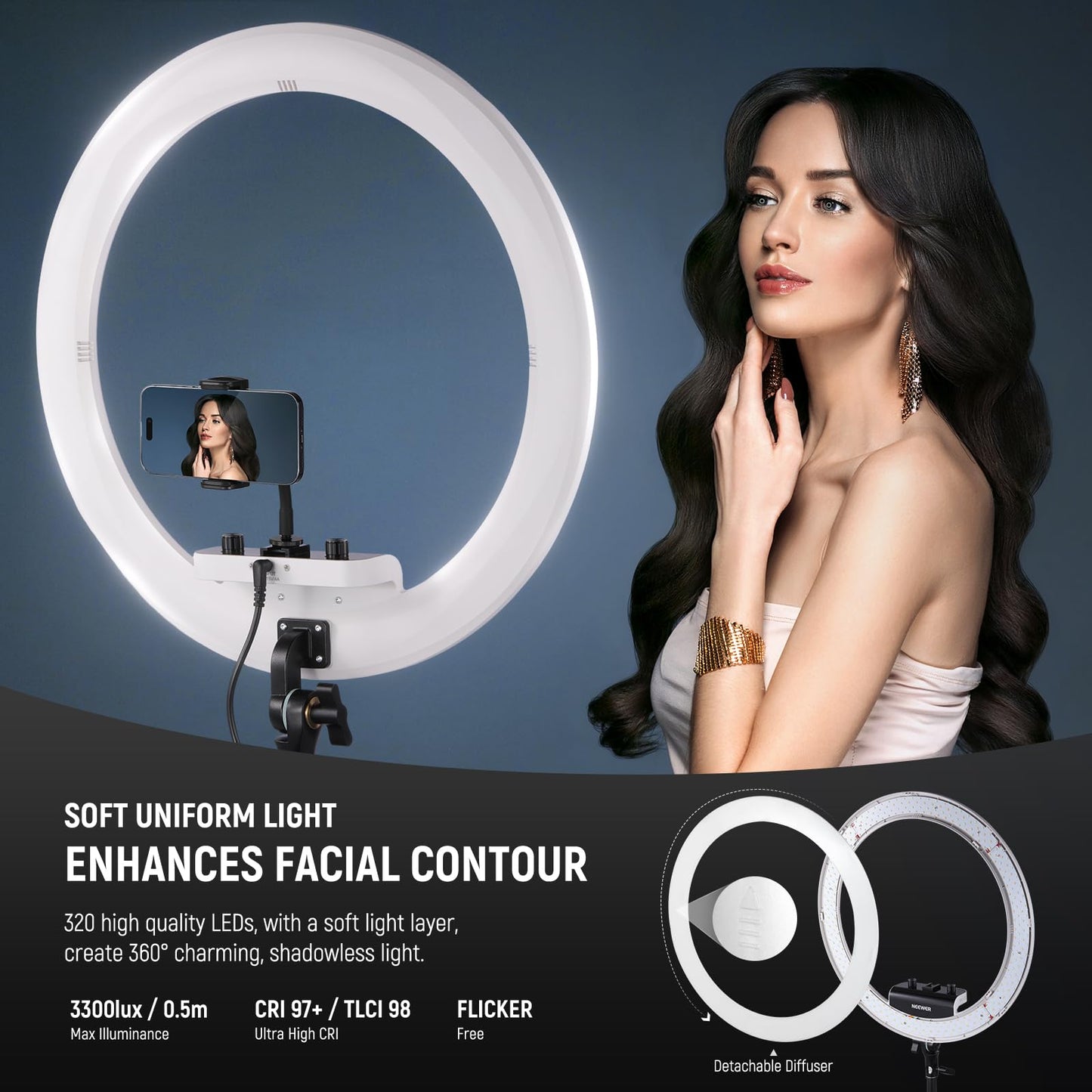 18 inch Ring Light with Tripod Stand and Phone Holder