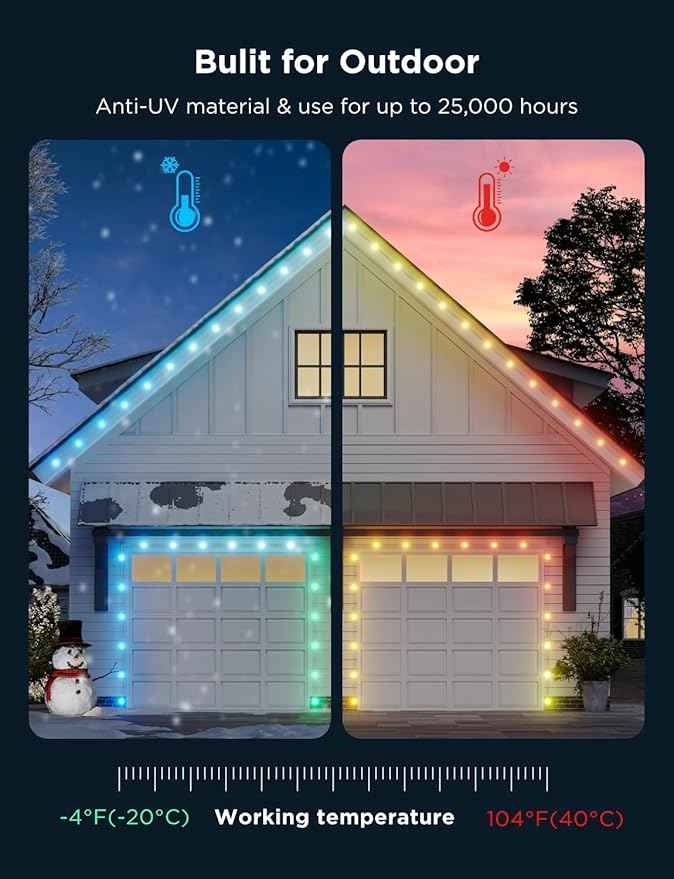 Govee Outdoor LED Strip Lights, 45 RGBIC LED Lights 50FT String Lights with 65 Scene Modes, Halloween Decoration Work with Alexa, Google, APP Control, IP65 Waterproof