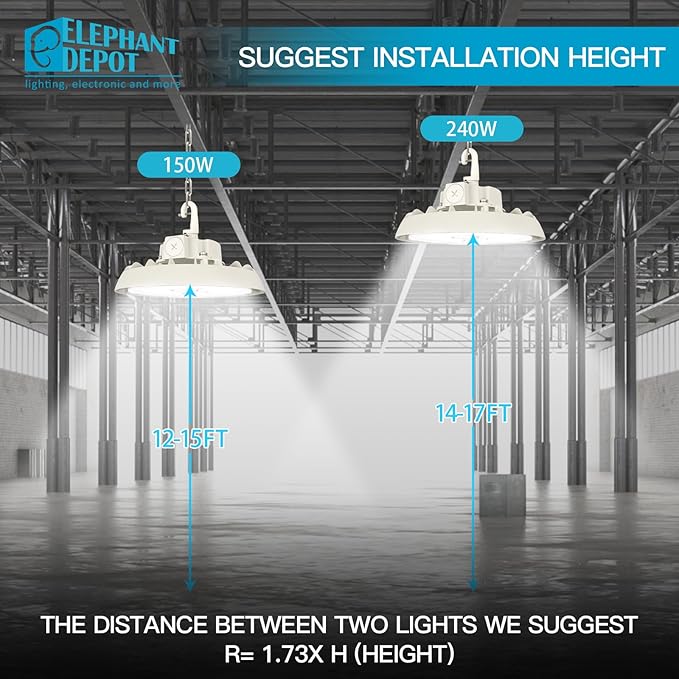UFO Led High Bay Light with Motion Sensor, 150/200/240W, 21000/28000/33600lm, 2CCT 4000K/5000K, 0-10V Dimmable High Bay Led Shop Lights for Gym Factory Warehouse, Hook,6' Cable, UL&DLC