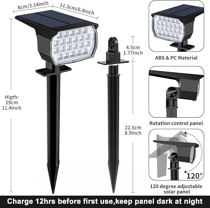 Solar Spot Lights Outdoor Color Changing, [7 Mode/12 Pack] Christmas Landscape Spotlights, Solar Light Outdoor Waterproof, Led Powered Flood Light for Outside Pathway Yard Garden Tree Halloween - Aura Lighting