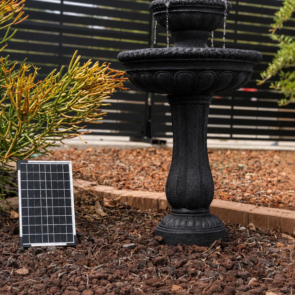 39" 2 Tier Outdoor Freestanding Solar Water Fountain