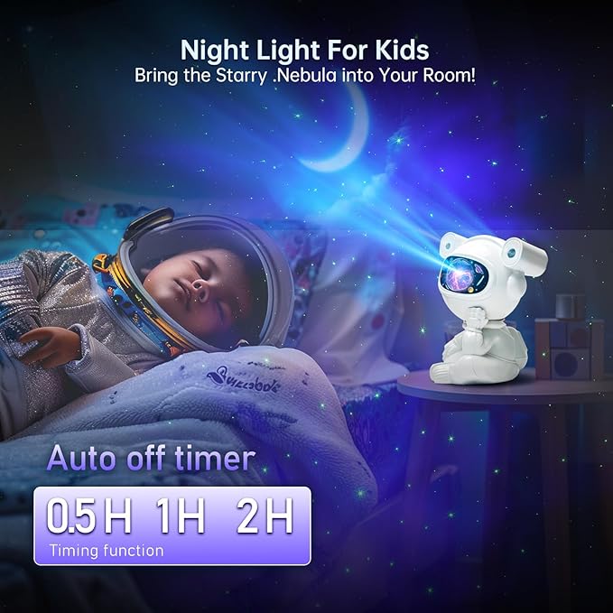 Astronaut Galaxy Projector, Star Night Light with Timer and Remote, Space Projector with Moon Lamp for Bedroom, LED Nebula Lamp for Kids Adults Room Decor(White), Birthdays Gifts
