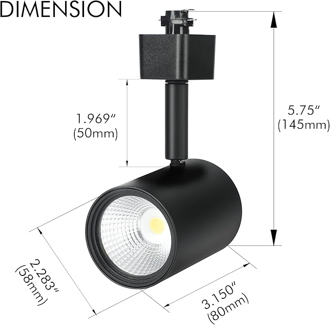CLOUDY BAY LED Track Lighting Heads,3000K/4000K/5000K Selectable,Dimmable 8W,CRI90+ True Color Rendering Adjustable Tilt Angle Track Light,Black,Halo Type,Pack of 6 - Aura Lighting