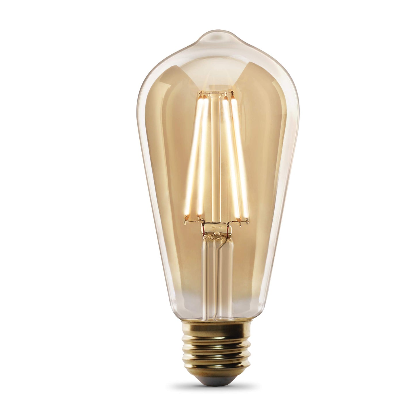 Vintage Exposed Straight Filament Amber Clear Glass LED ST19 (8 Count)