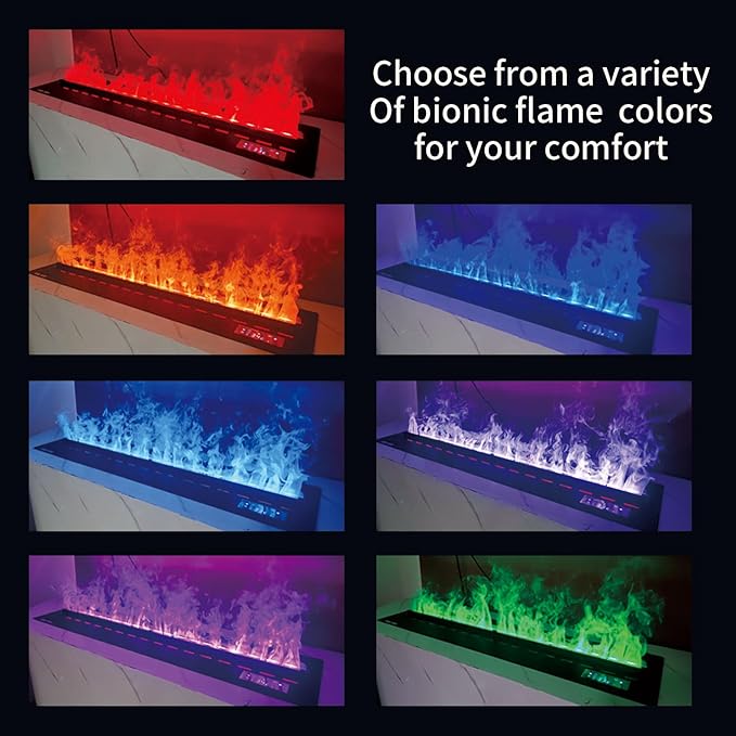 Water Vapor Fireplace 3D Atomizing Fireplace Recessed Electric Fireplace Remote Control with Timer Touch Simulation Flame Touch Flame (1200wheater & Multicolor, 39.37 inch)