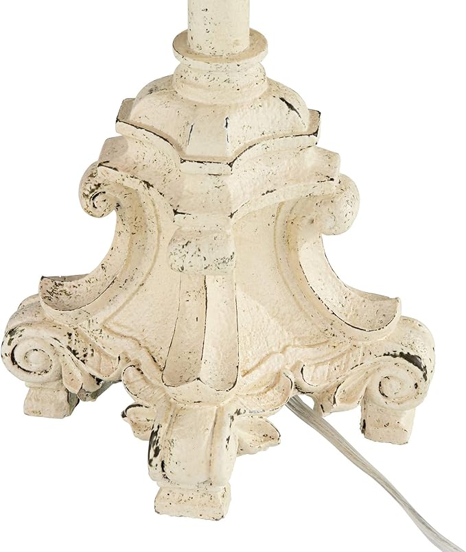 Regency Hill French Candlestick 34" Tall Scroll Skinny Buffet Traditional End Table Lamps Set of 2 Ivory White Living Room Bedroom Bedside Nightstand House Office Home Off-White Shade