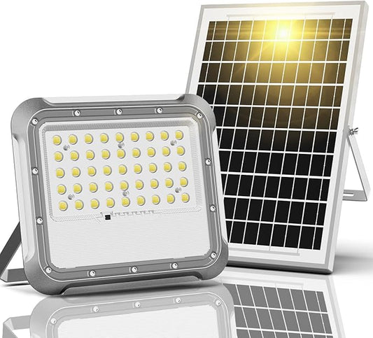 Outdoor Solar LED Flood Lights: Waterproof Security Patio Lights with Remote Control, 6500K Bright Illumination Dawn to Dusk Lighting for Fence, Yard, Backyard, Wall, House