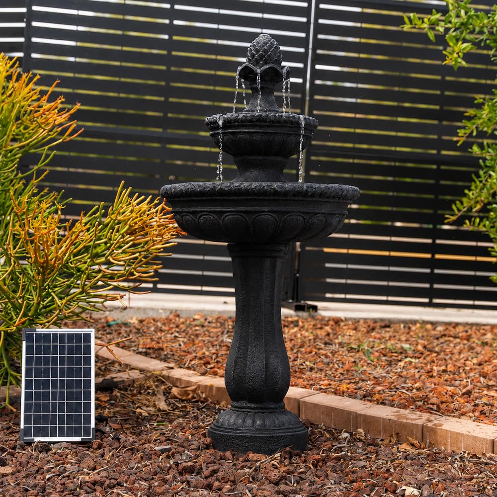 39" 2 Tier Outdoor Freestanding Solar Water Fountain