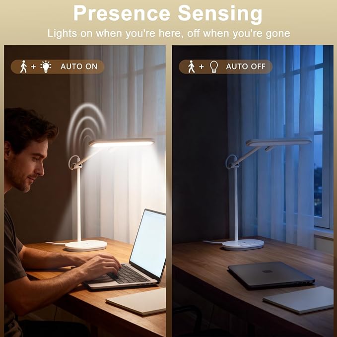 LED Desk Lamp with CRI 98, Advanced Eye-Caring Bright Desk Light for Crafting, Home Office & Kids Studying, Multi-Angle Adjustable, Dimmable Full Spectrum with Touch & Gesture Control - Aura Lighting