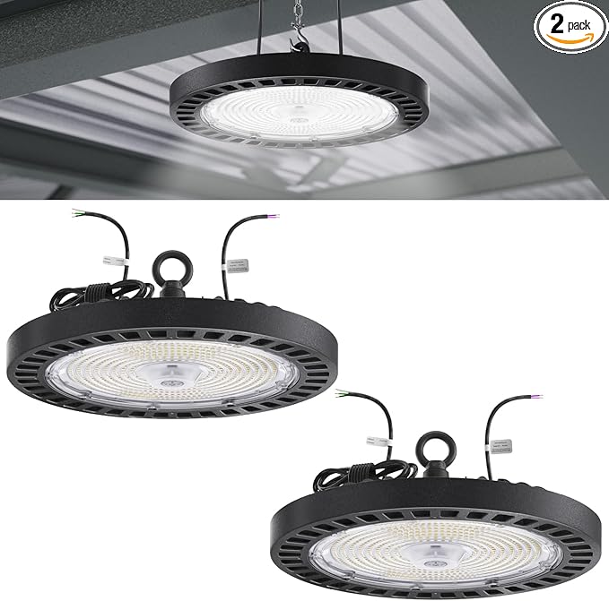 Sunco UFO LED High Bay Light, 240W, 34800 Lumens, 5000K 100-277V Dimmable 0-10V, Ultra Bright Commercial Shop Lights for Warehouse, Factory, Workshop, Garage & Barn, Ceiling Mount, UL 2 Pack