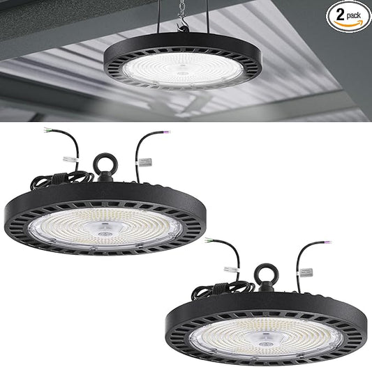 Sunco UFO LED High Bay Light, 240W, 34800 Lumens, 5000K 100-277V Dimmable 0-10V, Ultra Bright Commercial Shop Lights for Warehouse, Factory, Workshop, Garage & Barn, Ceiling Mount, UL 2 Pack
