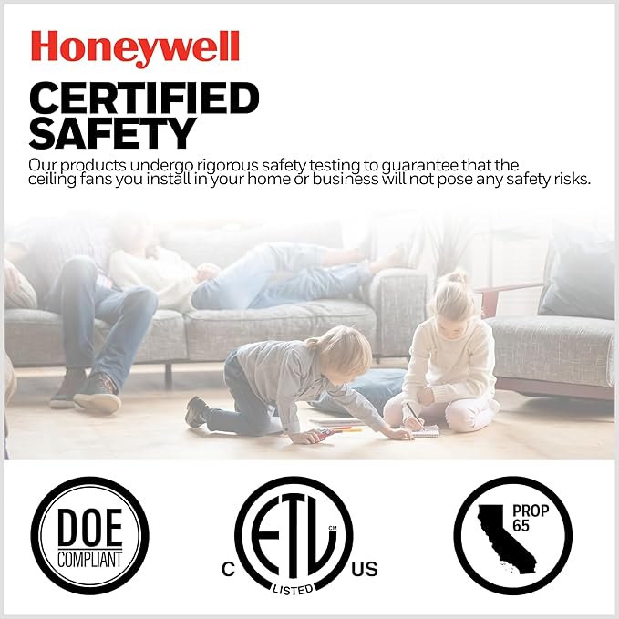 Honeywell Ceiling Fans Carmel Modern 48 Inch Ceiling Fan with Light, Remote Control Fan, LED Indoor Fan with 5 Blades, Gray Oak and Brown Chestnut Blade Finish Options, Silver (51627-01)