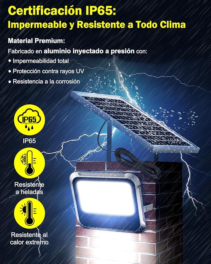 Engrepo Solar Light Outdoor, 10000mAh Luces Solares Solar Powered Security Flood Light Outside 3000LM IP65 Waterproof Dusk to Dawn with Remote Control and 8.2 ft Cable for Yard, Shed, Barn. 2 Pack