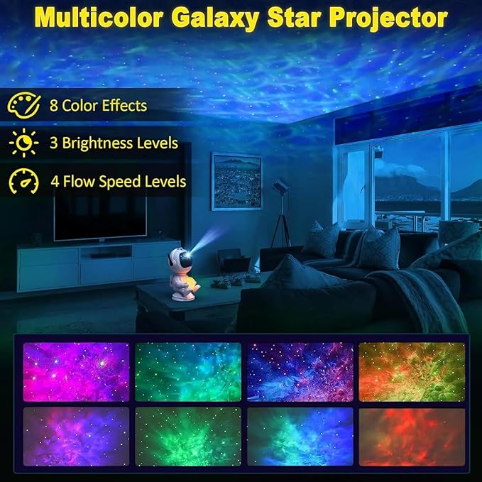 Spaceman Galaxy Star Projector Night Light - Funny Starlight Astronaut Space Projection Light, Starry Nebula Ceiling Skylight LED Lamp with Timer for Children, Men, Girls, Adults, Kids Bedroom