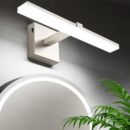 ZUZITO 18 Inch Bathroom Vanity Light Over Mirror Brushed Nickel Arm Extra Wide LED Bar 6000K Daylight ETL IP44 CRI85+