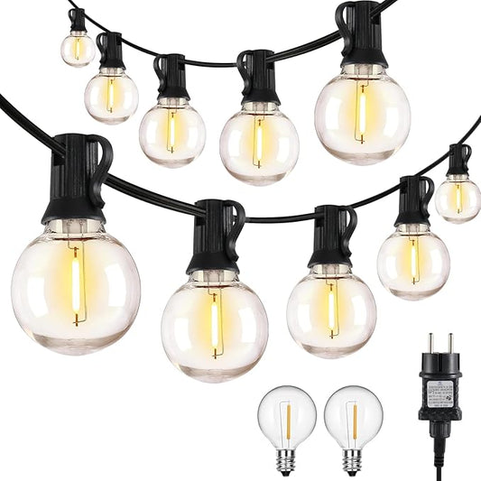 100FT LED Outdoor String Lights Patio Lights with 37 Shatterproof G40 Vintage Edison Bulbs, Outside Hanging Lights Waterproof for Porch, Deck, Garden, Backyard, Balcony
