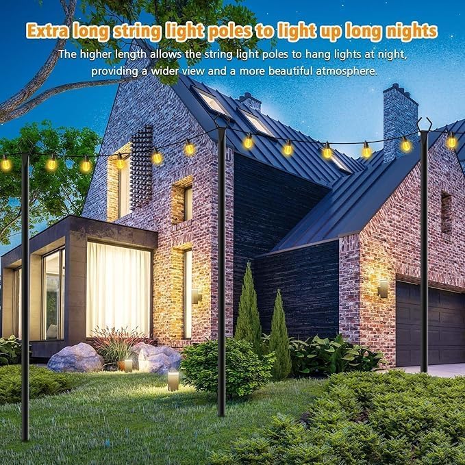 10Ft String Light Poles 2 Pack