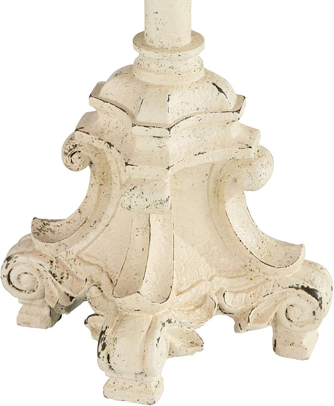 Regency Hill French Candlestick 34" Tall Scroll Skinny Buffet Traditional End Table Lamps Set of 2 Ivory White Living Room Bedroom Bedside Nightstand House Office Home Off-White Shade
